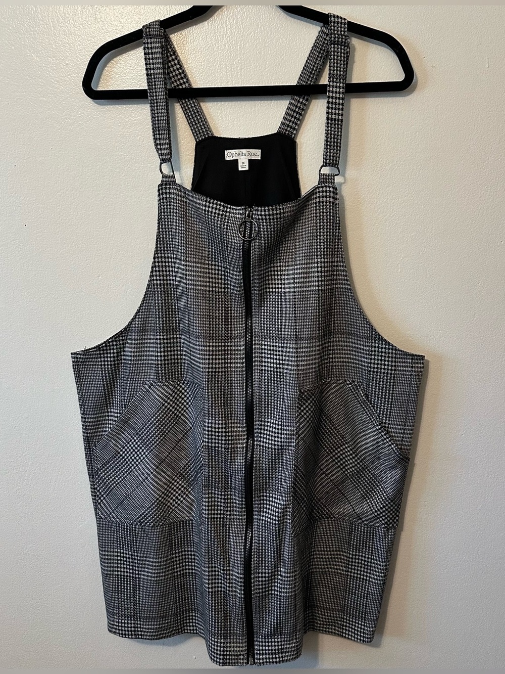 Ophelia Roe Plaid Houndstooth Overall Skirt Dress Women’s 2XL